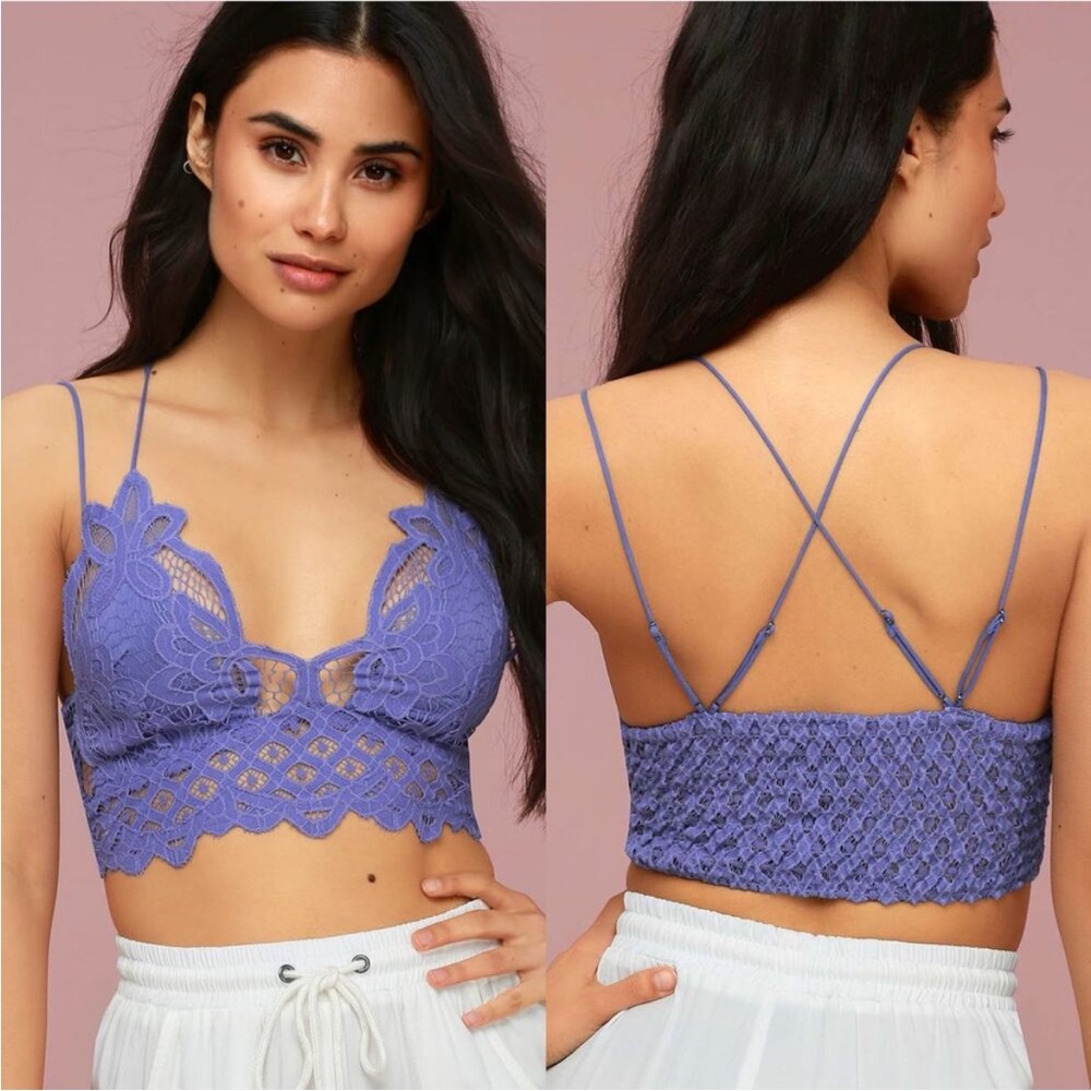 NWT Free People Intimately Adella Lace Bralette Lavender Size Medium